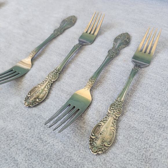 SPRINGTIME Stainless Japan Set Of 4 Dinner Forks 7 1/2" Silverware Flatware - Picture 2 of 8